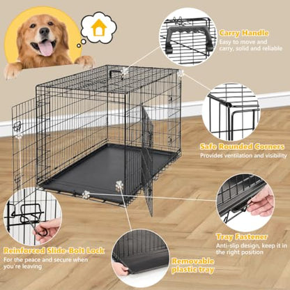 Extra Large Dog Crate 48 Inch Double Door Pet Cage Kennel, view 3