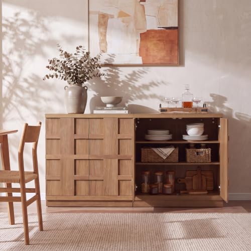 Sideboard Buffet Cabinet with Storage, 93.9”W, Credenza Storage Cabinet, view 4