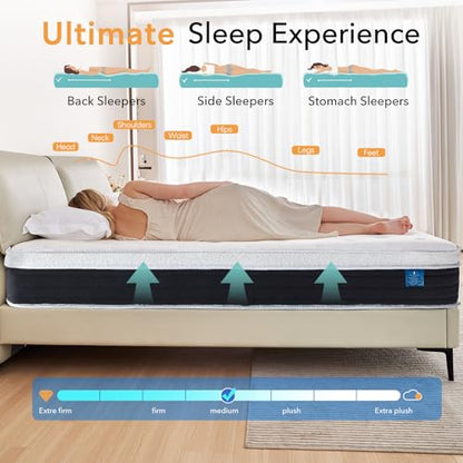 King Size Mattress 12 inch Mixed Mattress 80"*76"*12" Boxed Gel Memory Foam Mattress Individually Pocketed Springs Pressure Relief and Motion Isolation Mattress for Better Sleep King Mattress