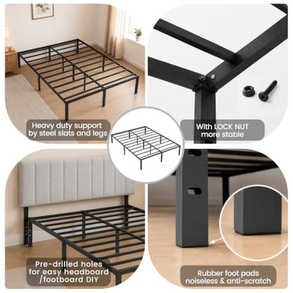 Queen Metal Bed Frame with Storage and Support Legs, view 4