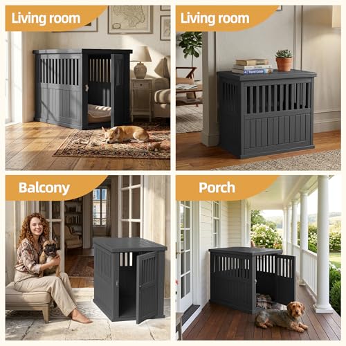 30 Inch Small Dog Crate Furniture, Black, view 4