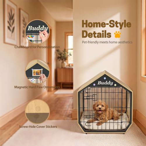 25.5" Furniture Style Crates, Wooden Indoor Kennel for Small Dogs, view 7
