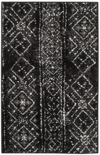SAFAVIEH Adirondack Collection Accent Rug - 2'6" x 4', Black & Silver, Moroccan Boho Distressed Design, Non-Shedding & Easy Care, Ideal for High Traffic Areas in Foyer, Living Room, Bedroom (ADR111C)