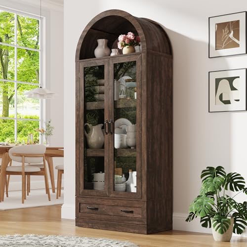 75" Tall Arched Kitchen Pantry Cabinet w Load-Bearing Steel Pipe, view 2