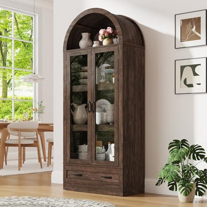 75" Tall Arched Kitchen Pantry Cabinet w Load-Bearing Steel Pipe, view 2