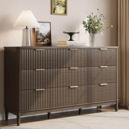 Fluted 9 Drawer Dresser for Bedroom, view 2