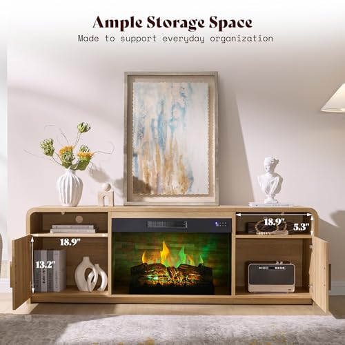 70" Fluted Fireplace TV Stand with 30" Electric Fireplace, view 6