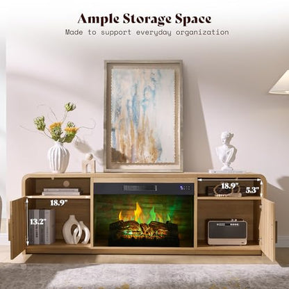 70" Fluted Fireplace TV Stand with 30" Electric Fireplace, view 6