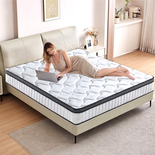 King Size Mattress 12 inch Mixed Mattress 80"*76"*12" Boxed Gel Memory Foam Mattress Individually Pocketed Springs Pressure Relief and Motion Isolation Mattress for Better Sleep King Mattress
