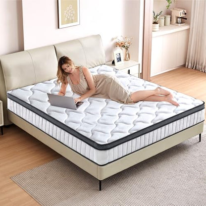 King Size Mattress 12 inch Mixed Mattress 80"*76"*12" Boxed Gel Memory Foam Mattress Individually Pocketed Springs Pressure Relief and Motion Isolation Mattress for Better Sleep King Mattress