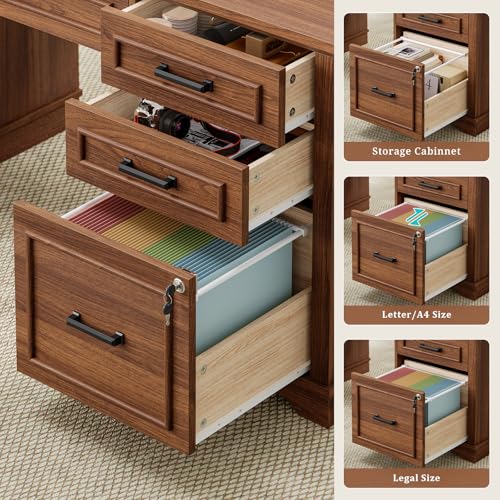 60'' Farmhouse Executive Desk with Drawers, view 6