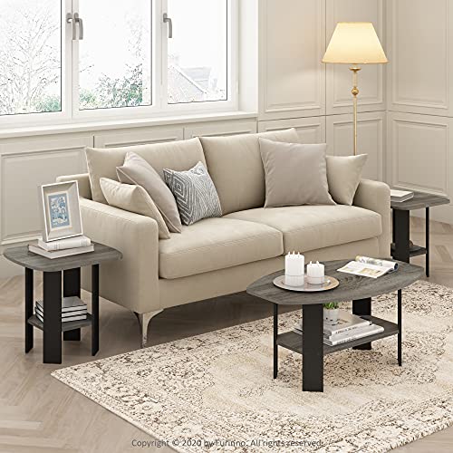 SIMPLE DESIGN Side Table, 2-Tier Modern End Table with Soft Edges, Open Shelves Night Stand, Bedside Table, for Living Room, Bedroom, French Oak
