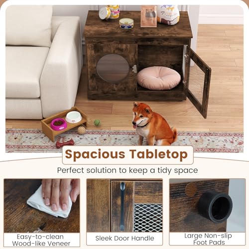 32.5 Inches Wooden Dog Crate Furniture, view 8
