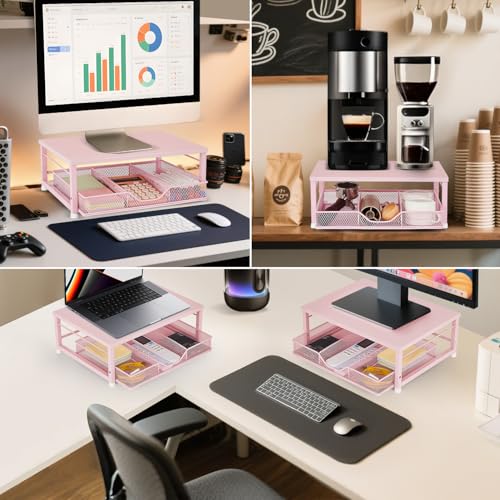 Small Pink Laptop Stand for Desk, Monitor Stand, Office Desk Accessories, view 6