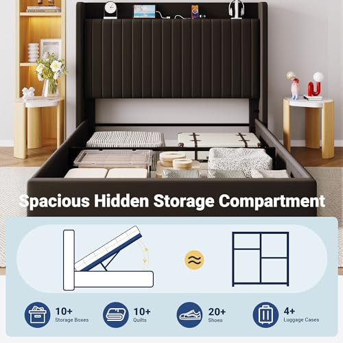 Hydraulic Black Storage Bed, view 4