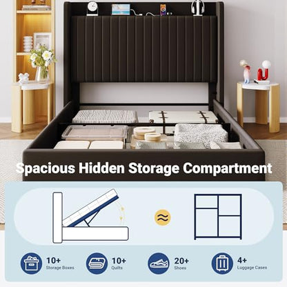 Hydraulic Black Storage Bed, view 4
