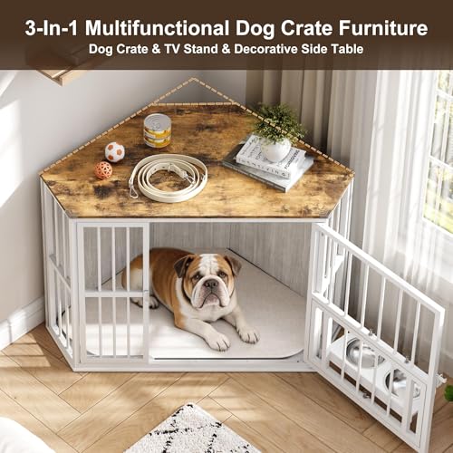 Corner Dog Cage Cabinet, Iron Frame, Pet Kennel Cabinet, view 7