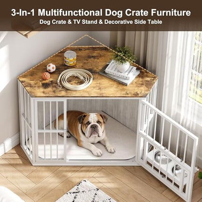 Corner Dog Cage Cabinet, Iron Frame, Pet Kennel Cabinet, view 7