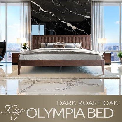 King Size Solid Wood Platform Bed Frame with Headboard & Footboard, view 7