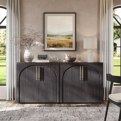 Sideboard Buffet Cabinet with Storage,Credenza with Fluted Doors, view 4