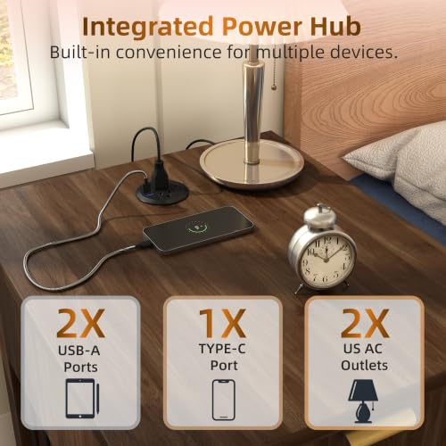 Dog Crate End Table with Charging Station, Hideaway Glass Door Pet Kennel, view 7
