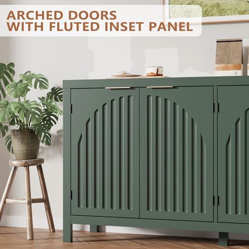 Fluted Sideboard Buffet Cabinet with Storage, view 4