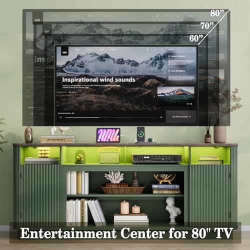 70" Fluted TV Stand for TVs Up to 80 inch Modern Entertainment Center Wood, view 7