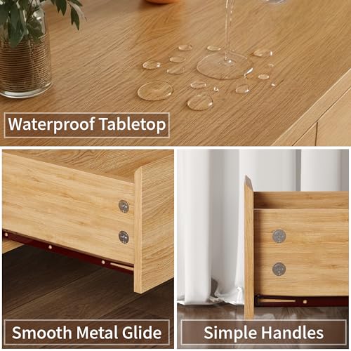 51.1" Wide Oak 7 Drawer Dresser for Bedroom with Solid Wood Legs, view 5