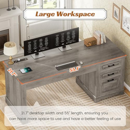 Executive Office Desk with 3 Drawers, view 7