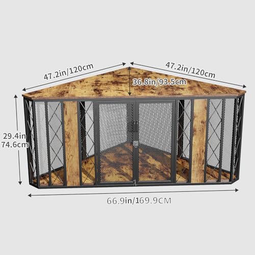 Spacesea Extra Large Corner Dog Crate Furniture, Heavy Duty Indoor Dog Kennel, view 3