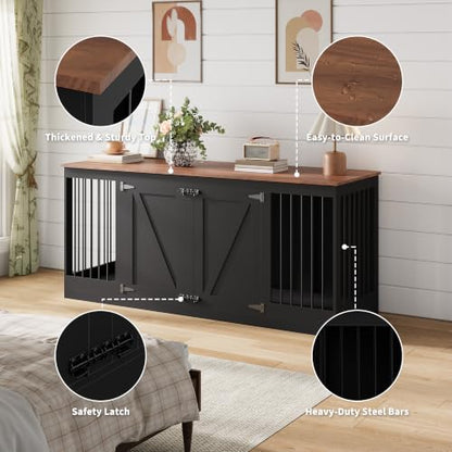 70.8" Large Dog Crate Furniture for 2 Dogs, view 4