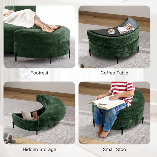 49.6''W Oversized Swivel Barrel Chair with Storage Ottoman, view 6