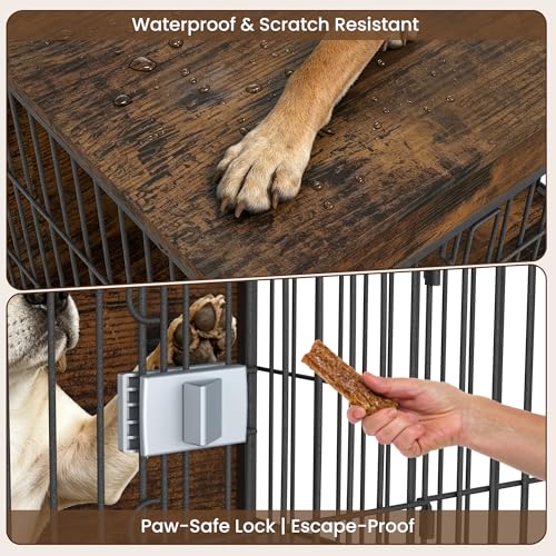 Wooden Dog Crate Furniture 32" for High Anxiety Medium Dogs, Aged Black, view 6