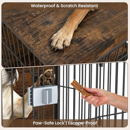 Wooden Dog Crate Furniture 32" for High Anxiety Medium Dogs, Aged Black, view 6