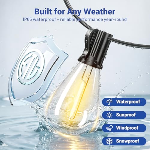 100FT LED Outdoor String Lights with Remote, view 4