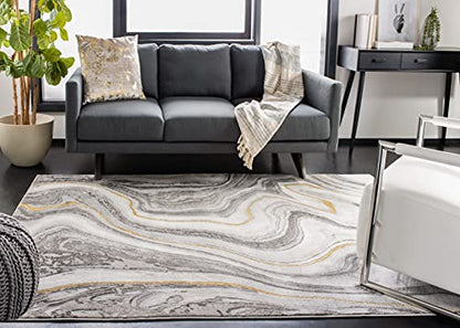 SAFAVIEH Craft Collection Area Rug - 5'3" x 7'6", Grey & Gold, Modern Abstract Design, Non-Shedding & Easy Care, Ideal for High Traffic Areas in Living Room, Bedroom (CFT819F)
