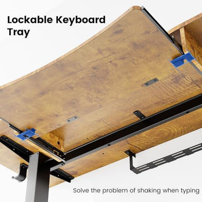 48" x 26" Electric Standing Desk with 2 Drawers & 26.7" Large Keyboard Tray, C-Clamp Mount Compatible, Adjustable Computer Desk for Home Office, Stand Up Desk with 4 Height Presets, Vintage