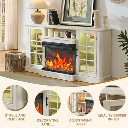 3 Sided Glass 59" Fireplace TV Stand for TVs up to 65inch, view 6