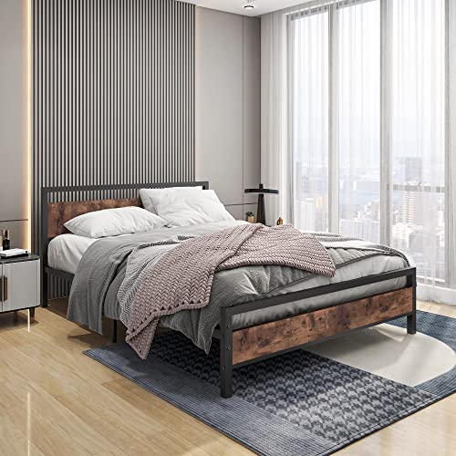 Black Queen Size Bed Frames with Wood Headboard, view 2