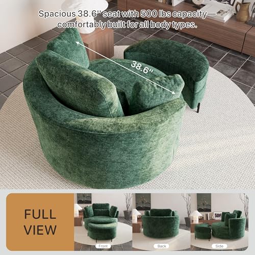 49.6''W Oversized Swivel Barrel Chair with Storage Ottoman, view 5