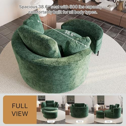 49.6''W Oversized Swivel Barrel Chair with Storage Ottoman, view 5