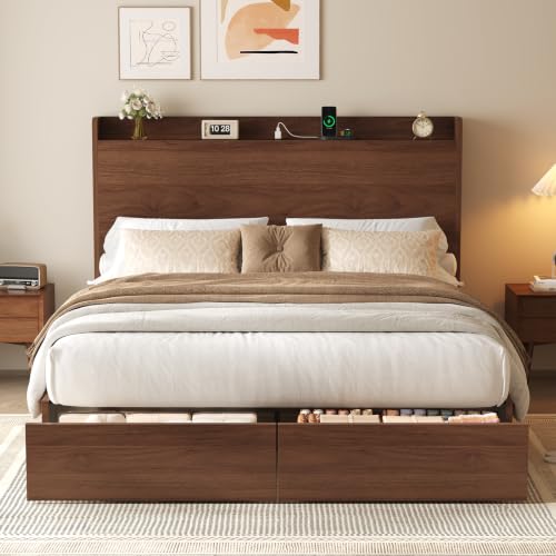 Full Size Bed Frame with Storage Headboard & 2 Drawers, view 2