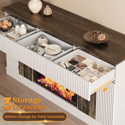 70" Fluted Fireplace TV Stand with 36" Fireplace for 75" TV, view 6