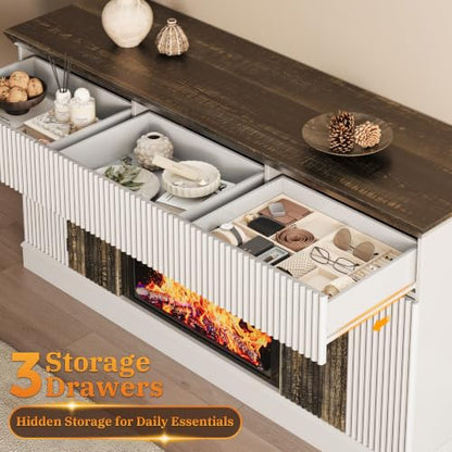 70" Fluted Fireplace TV Stand with 36" Fireplace for 75" TV, view 6