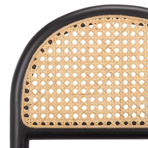SAFAVIEH Couture - Laylie 37-Inch Counter Stool - Black Solid Wood & Cushion with Natural Cane Rattan Weave - Fully Assembled - Ideal for Kitchen, Dining Room (SFV1608D)