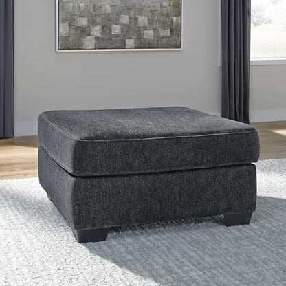 Signature Design by Ashley Altari Oversized Accent Ottoman, Large Gray Square Footstool, Contemporary Chenille Fabric Coffee Table Design, Slate