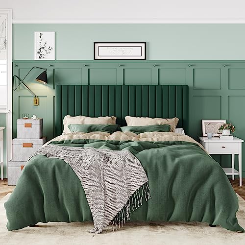 Queen Velvet Platform Bed with Tufted Headboard, view 4