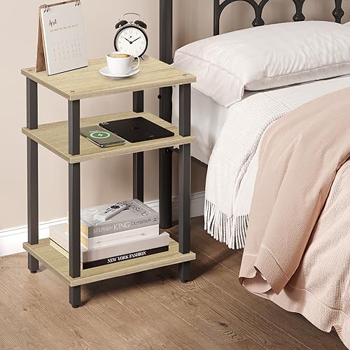 End Table, Side Table, Nightstand, 3-Tier Storage Shelf, Couch Table for Small Space, Living Room, Bed Room TB01BO049