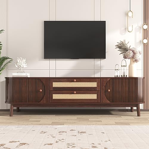 Modern Fluted TV Stand for 75" TVs, Mid-Century Entertainment Center, view 5