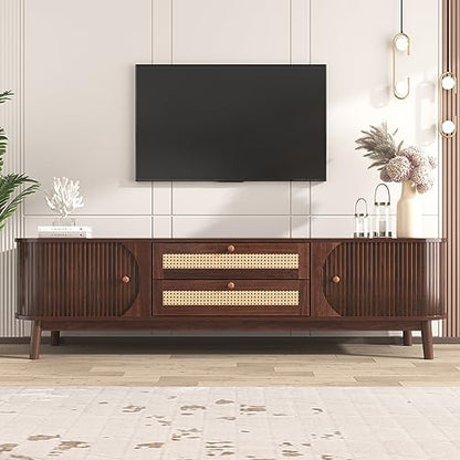Modern Fluted TV Stand for 75" TVs, Mid-Century Entertainment Center, view 5